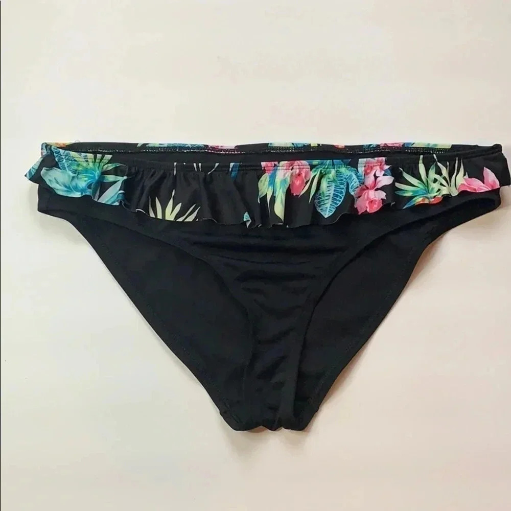 City Streets Swim Bottom Black Floral Trim Sz XL NWT - Picture 6 of 10